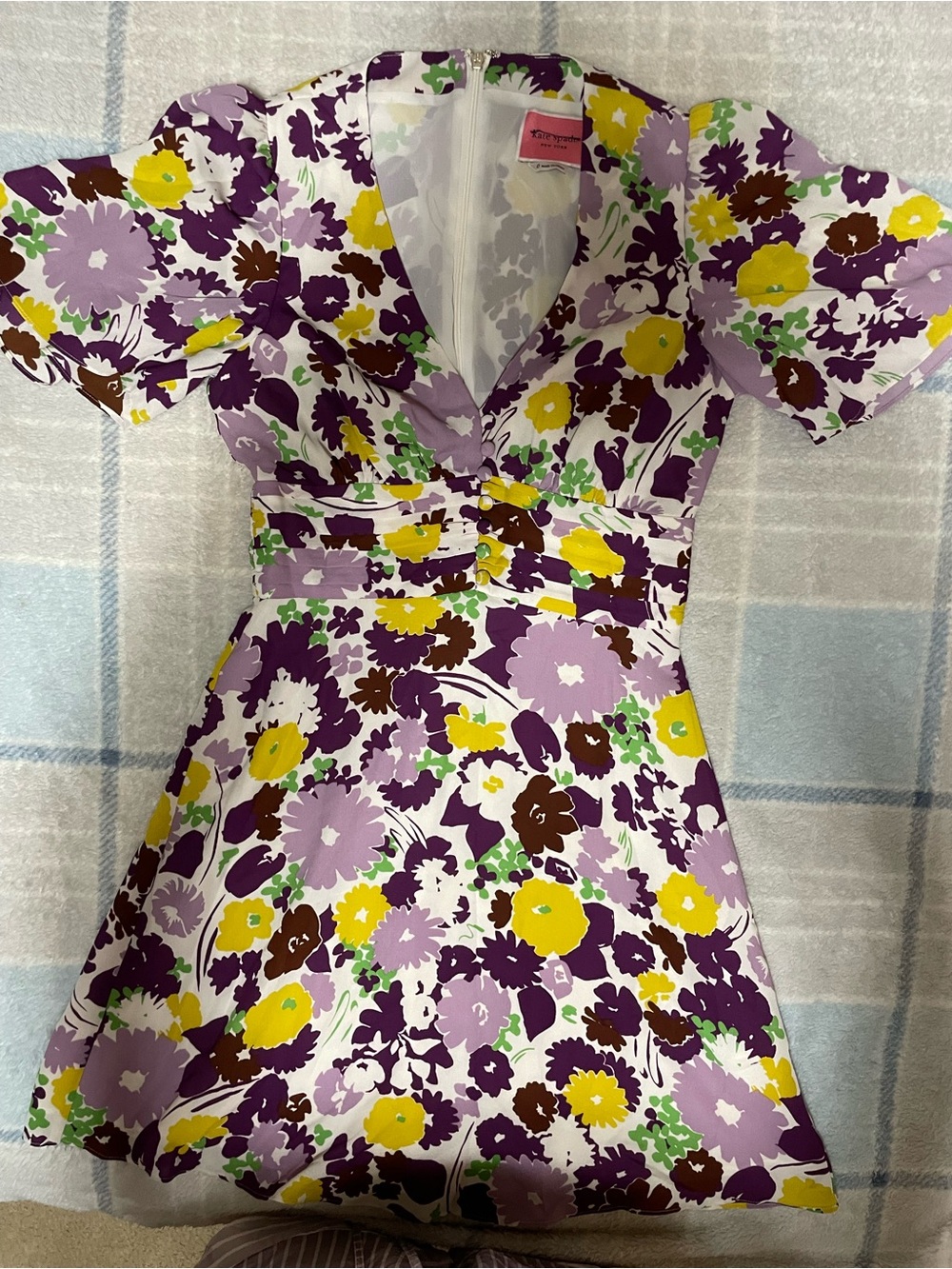kate spade Purple, Yellow & Brown Floral Midi Dress